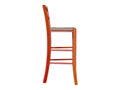 Taburete alto de madera color naranja h 73 cm estilo rústico para hogar y bar