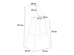 Taburete alto de metal para barra de cocina con cojín de diseño moderno Willis - Negro