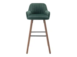taburete alto de terciopelo y metal efecto madera de haya - Verde oscuro - ELEANA