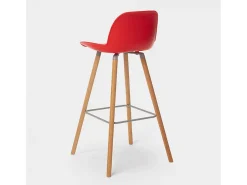 Taburete alto moderno de diseño escandinavo para bar y cocina Eiffel Burj 75 - Rojo