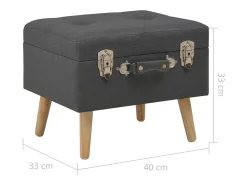 Taburete con almacenaje 40 cm Tejido gris oscuro