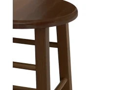 Taburete con asiento redondo h 47cm color nogal oscuro pata recta