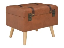 Taburete de almacenamiento de piel sintética marrón claro de 40 cm