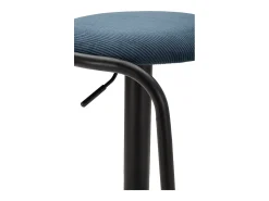 Taburete de Bar Ajustable Destiny 61-83 cm Tela Cotelé Negro y Azul con Reposapiés Diseño Escandinavo