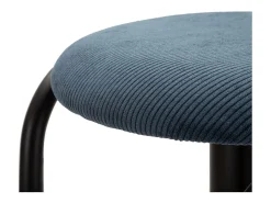 Taburete de Bar Ajustable Destiny 61-83 cm Tela Cotelé Negro y Azul con Reposapiés Diseño Escandinavo