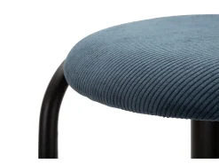 Taburete de Bar Ajustable Destiny 61-83 cm Tela Cotelé Negro y Azul con Reposapiés Diseño Escandinavo