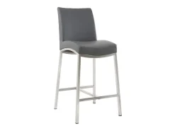 Taburete de bar aluminio cepillado PU gris oscuro 66cm lote de dos OLLY