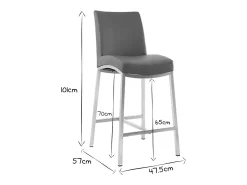 Taburete de bar aluminio cepillado PU gris oscuro 66cm lote de dos OLLY