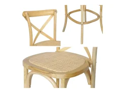 Taburete de bar bistró vintage de madera, set de 2 natural