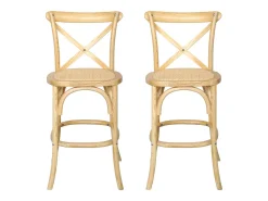 Taburete de bar bistró vintage de madera, set de 2 natural