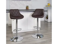 Taburete de bar cocina alto fijo giratorio ajustable respaldo Philadelphia - Marrón
