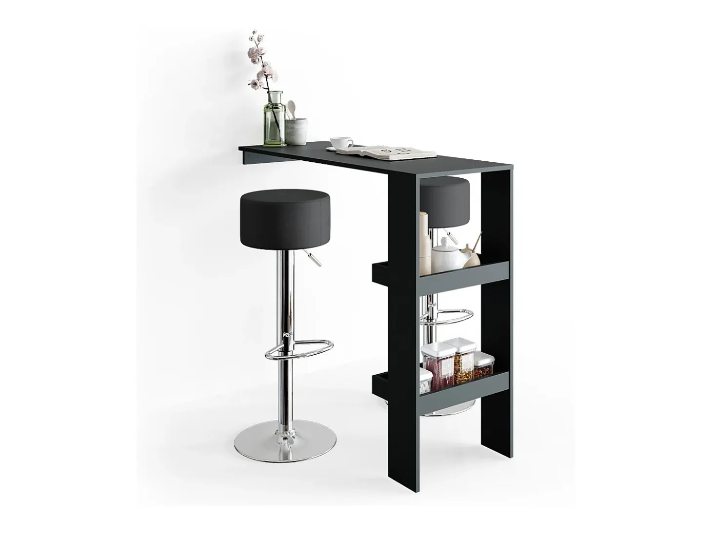 Taburete de bar conjunto de 2 negro 33x33x92
