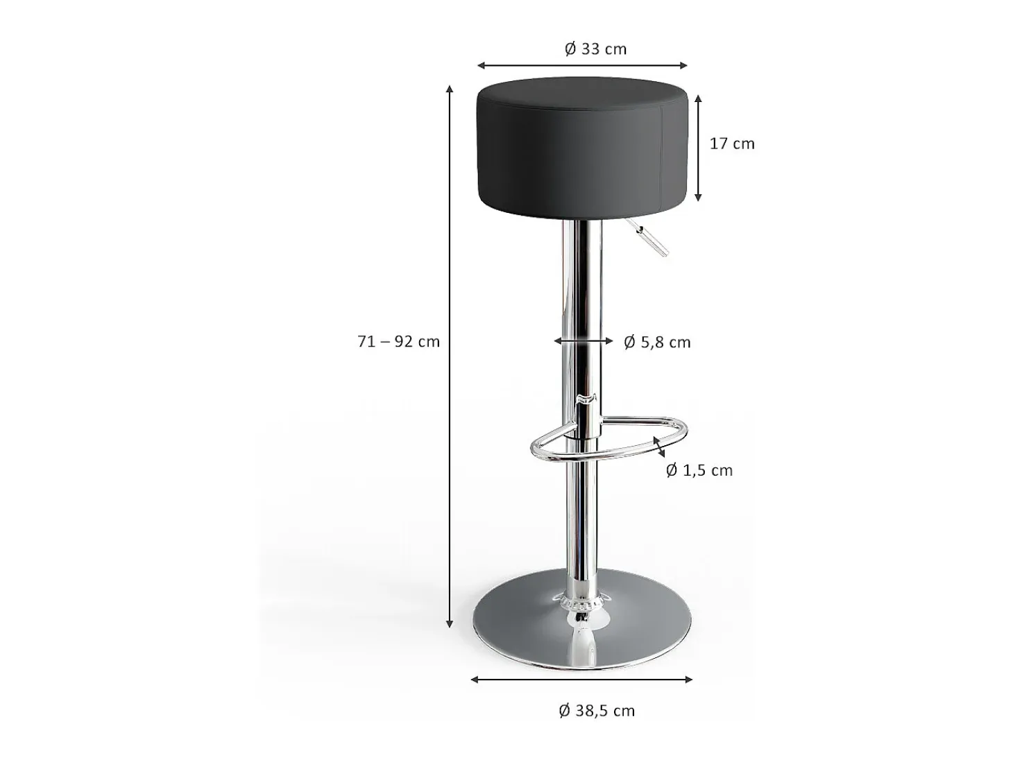 Taburete de bar conjunto de 2 negro 33x33x92