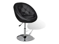 Taburete de bar cuero sintético negro