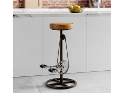Taburete de bar de 73 cm en cuero marrón - Gaya