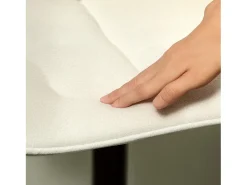Taburete de bar de 2 piezas, asiento tapizado con respaldo, estructura de acero, tejido chenilla, con reposapiés y rotación de 360°, beige (53x47x117 cm)