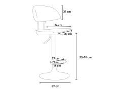 Taburete de bar de cocina ajustable moderno en tela tapizada Nashville. - Negro