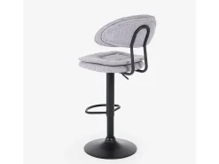 Taburete de bar de cocina ajustable moderno en tela tapizada Nashville. - Gris claro