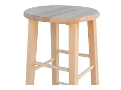 Taburete de bar de madera para pintar h 68 cm asiento redondo con patas rectas