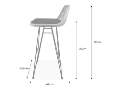 Taburete de bar de metal y ratán, set de 2 beige