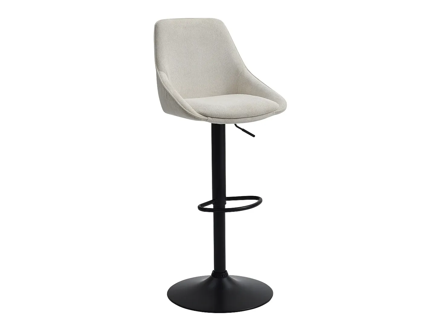 Taburete de bar de pana y metal negro - Altura ajustable - Crema - MASURIE