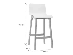 Taburete de bar diseño madera y blanco 65cm lote de 2 NEW SURF