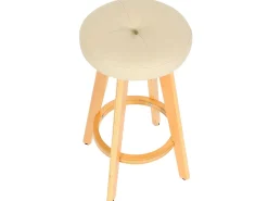 Taburete de bar giratorio Boras, crema, patas claras