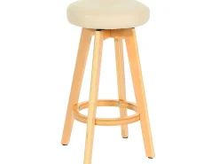 Taburete de bar giratorio Boras, crema, patas claras