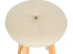 Taburete de bar giratorio Boras, crema, patas claras