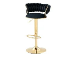 Taburete de bar giratorio de 360° con respaldo, altura ajustable, terciopelo, negro (54 x 46 x 78,5-97 cm)