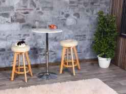 Taburete de bar giratorio Boras, negro, patas claras
