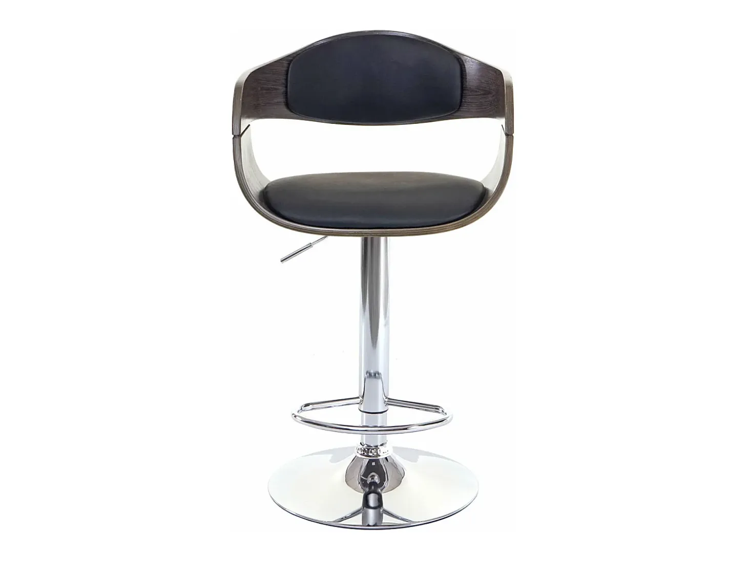 Taburete de bar MCW-A47, gris, imitación cuero negro