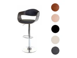 Taburete de bar MCW-A47, gris, imitación cuero negro