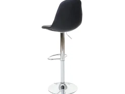 Taburete de bar MCW-A67, imitación de cuero negro, pie cromado