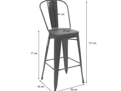 Taburete de bar MCW-A73 incl. asiento de madera, negro