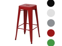 Taburete de bar MCW-A73 Metal apilable, rojo