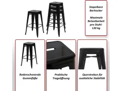 Taburete de bar MCW-A73 Metal apilable, rojo