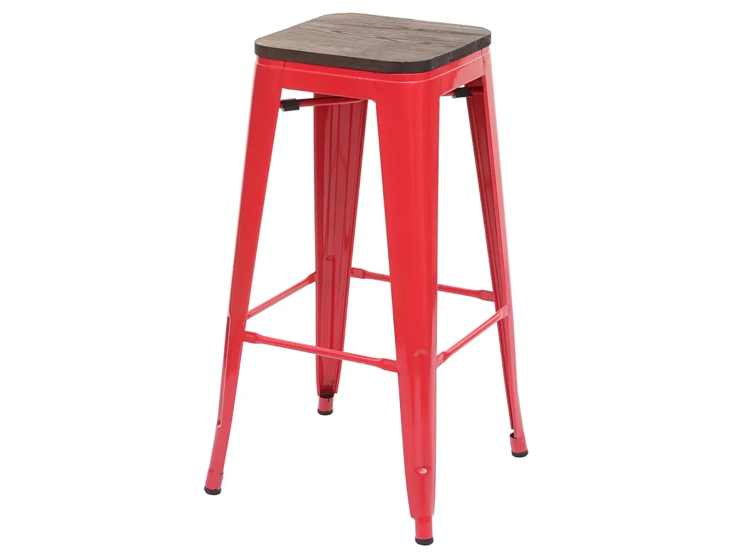 Taburete de bar MCW-A73 Metal apilable, rojo