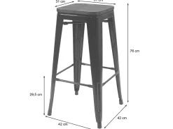 Taburete de bar MCW-A73 Metal apilable, rojo
