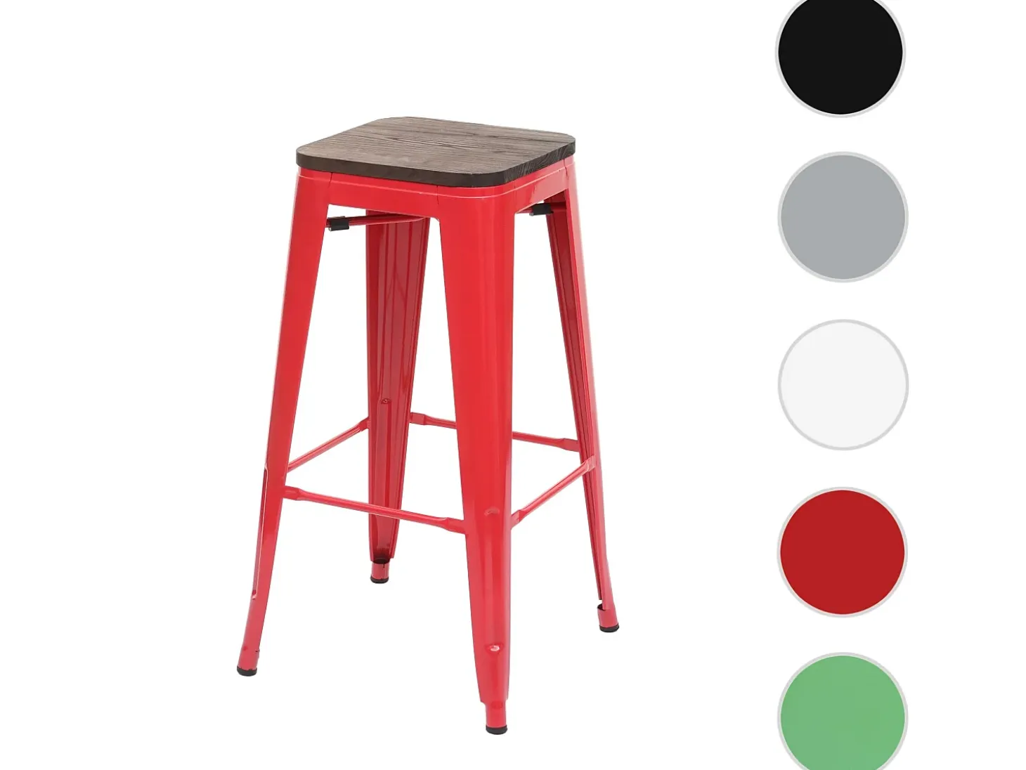 Taburete de bar MCW-A73 Metal apilable, rojo