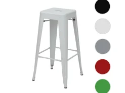 Taburete de bar MCW-A73 Metal apilable, blanco
