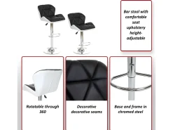 Taburete de bar MCW-A92 (set de 2), gris