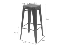 Taburete de bar MCW-A73 (set de 2), verde