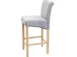 Taburete de bar MCW-C33 (juego de 2), gris claro, patas claras, tela/textil