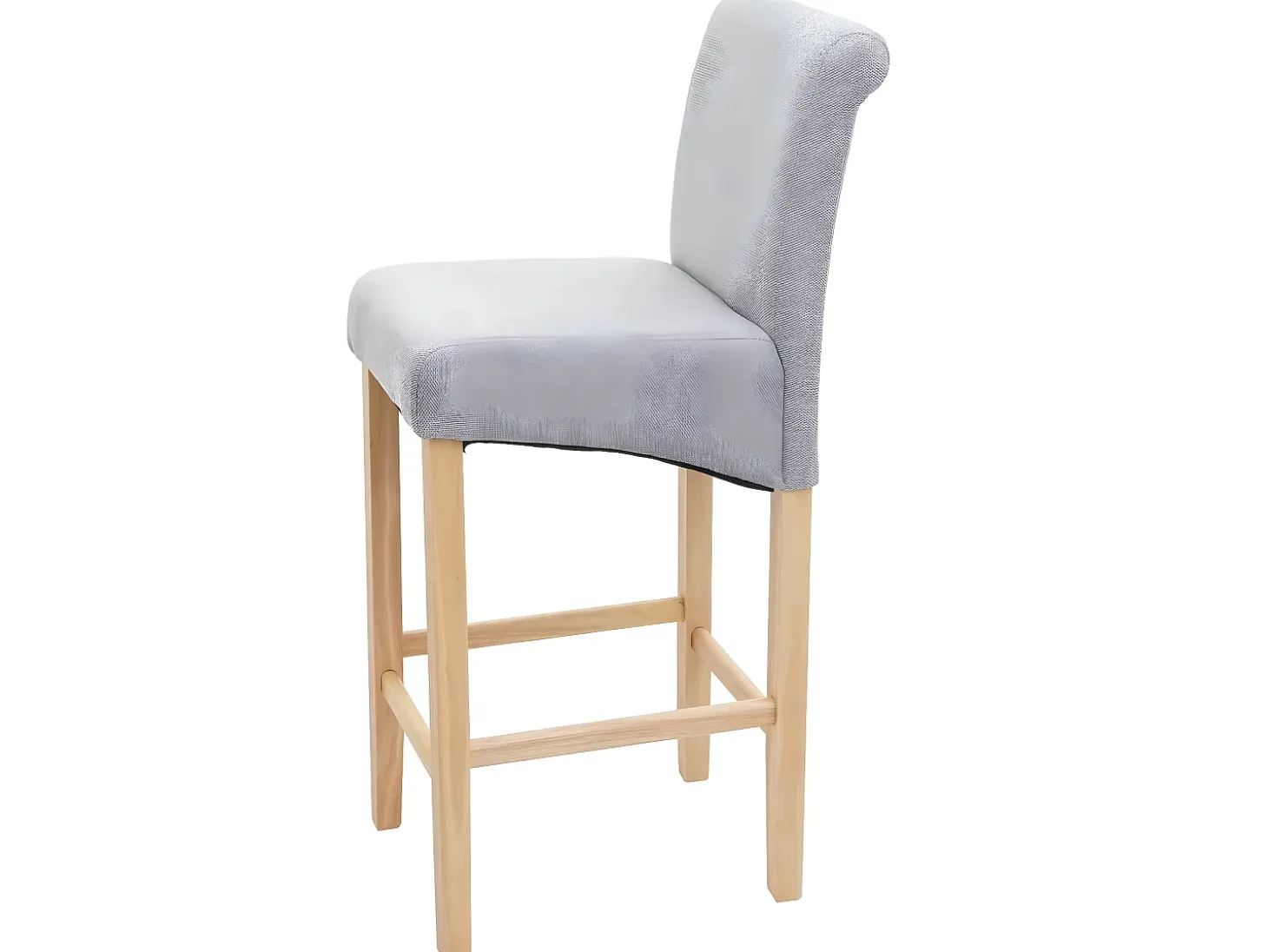 Taburete de bar MCW-C33 (juego de 2), gris claro, patas claras, tela/textil