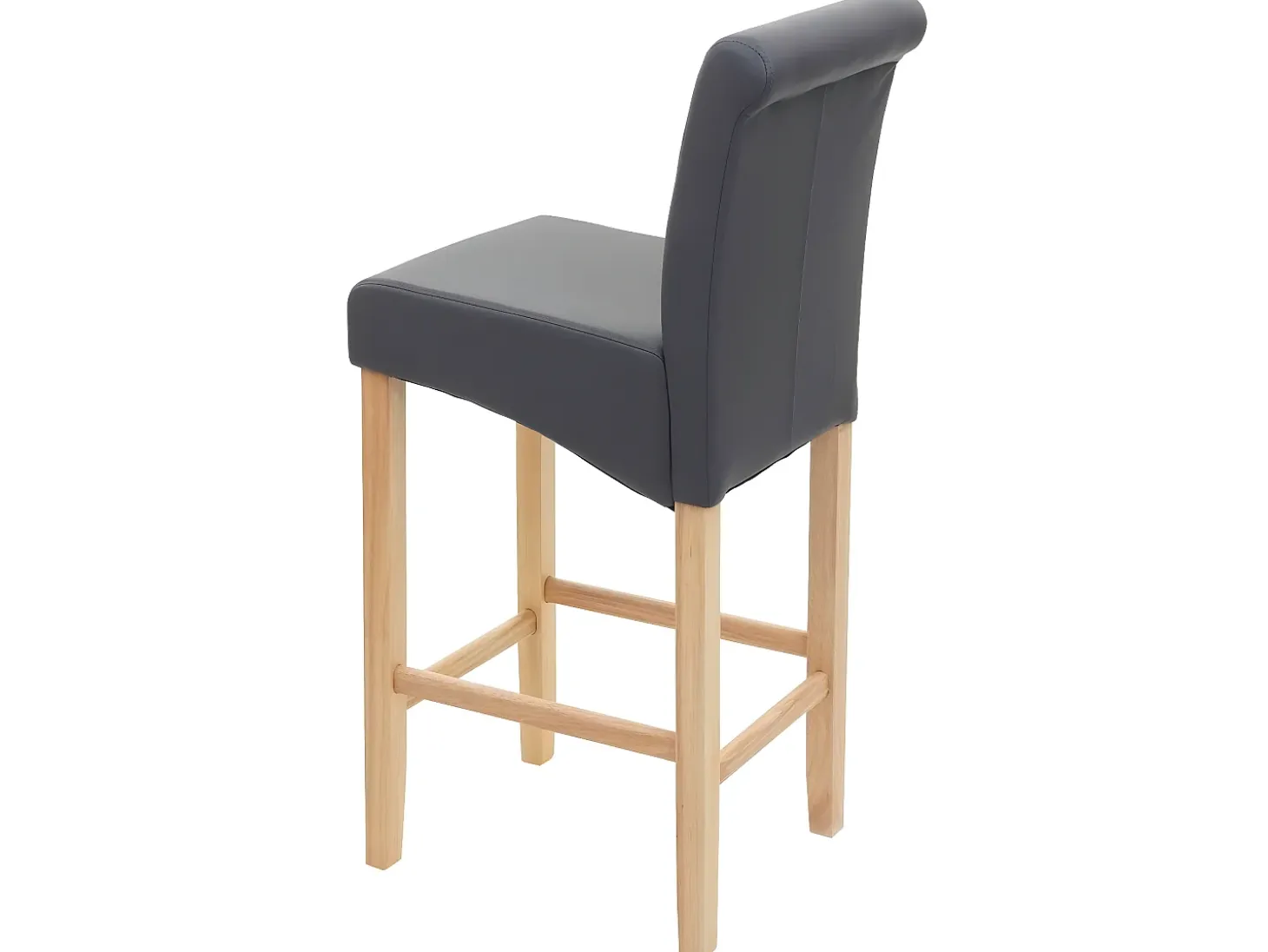 Taburete de bar MCW-C33 (juego de 2), gris mate, patas claras, imitación de cuero