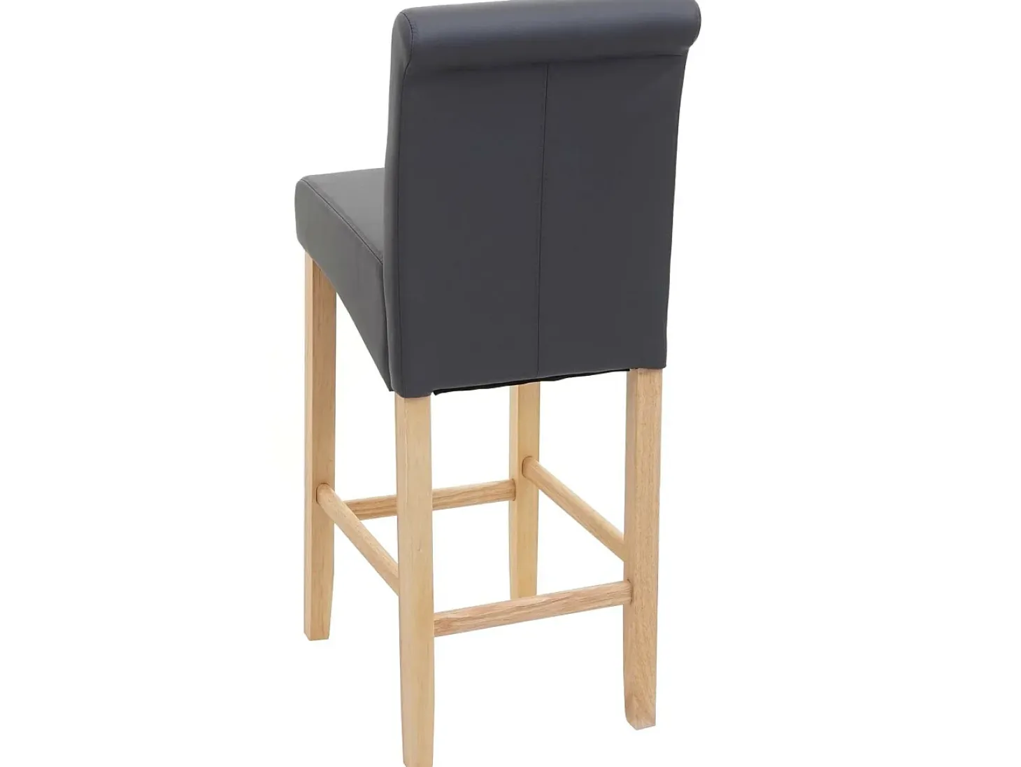 Taburete de bar MCW-C33 (juego de 2), gris mate, patas claras, imitación de cuero