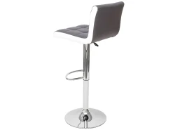 Taburete de bar MCW-G87 (juego de 2), imitación de cuero gris-blanco, base cromada