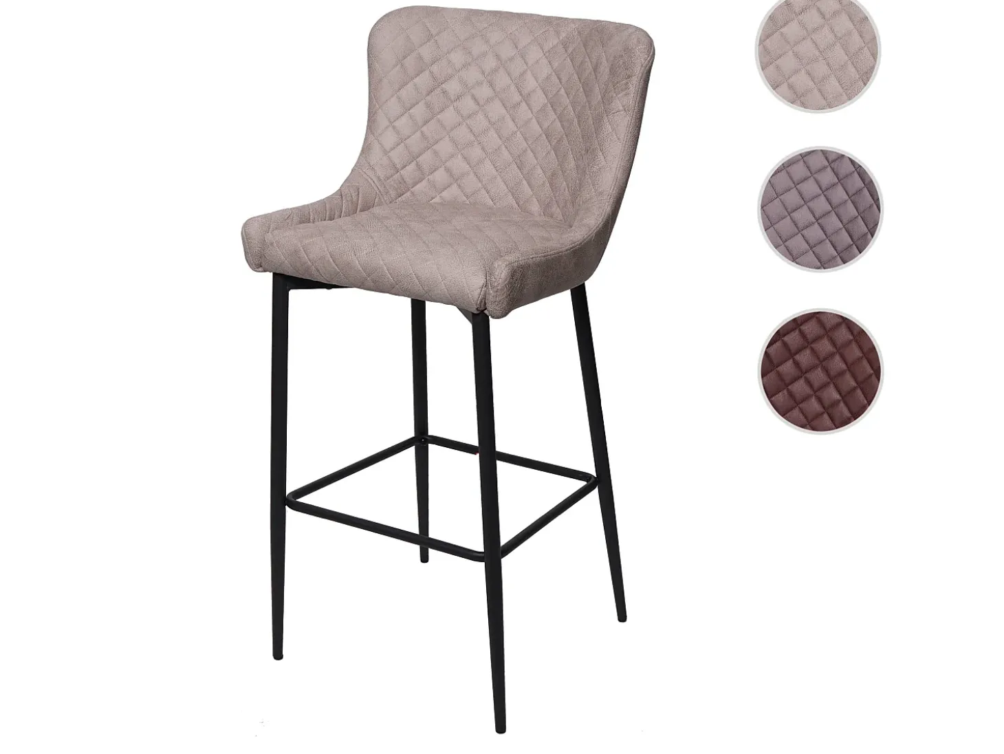 Taburete de bar MCW-H79, tela/textil gris