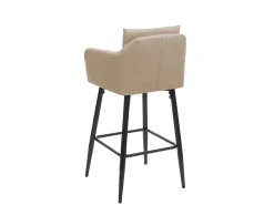 Taburete de bar MCW-H93 (juego de 2), imitación de cuero topo-beige